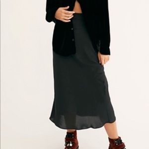 Free People Satin MIDI Black (Normani Skirt)